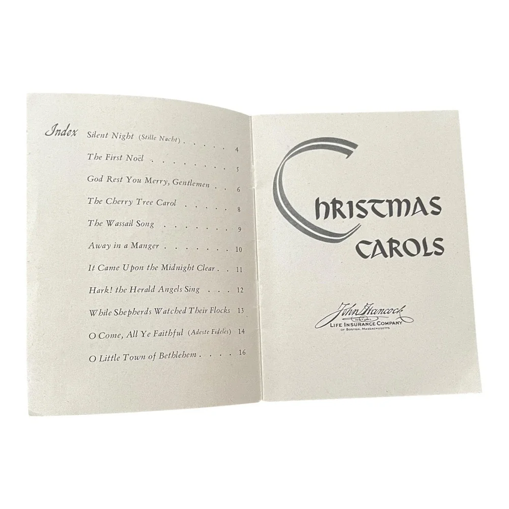 Vintage Christmas Carols Songbook John Hancock Life Insurance Co. Promotional